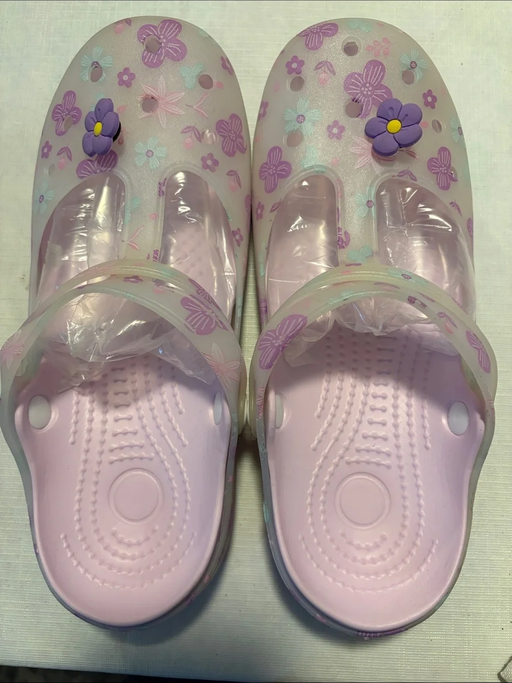 Women’s Floral Jelly Clogs - Light Purple -  Size 41 / 9 1/2